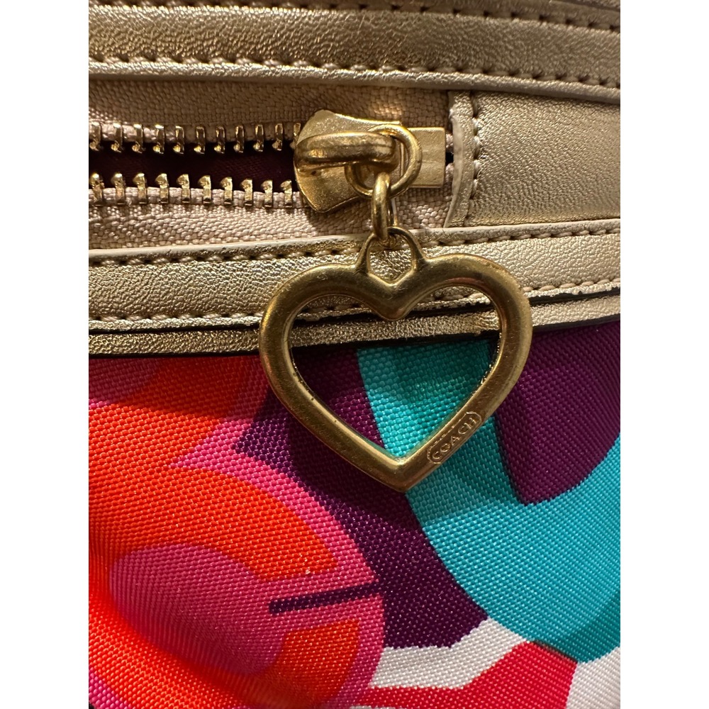 Coach Poppy Pop Art C Logo "Graffiti Glam Tote" – Y2K Designer Purse heart charm - Picture 7 of 8
